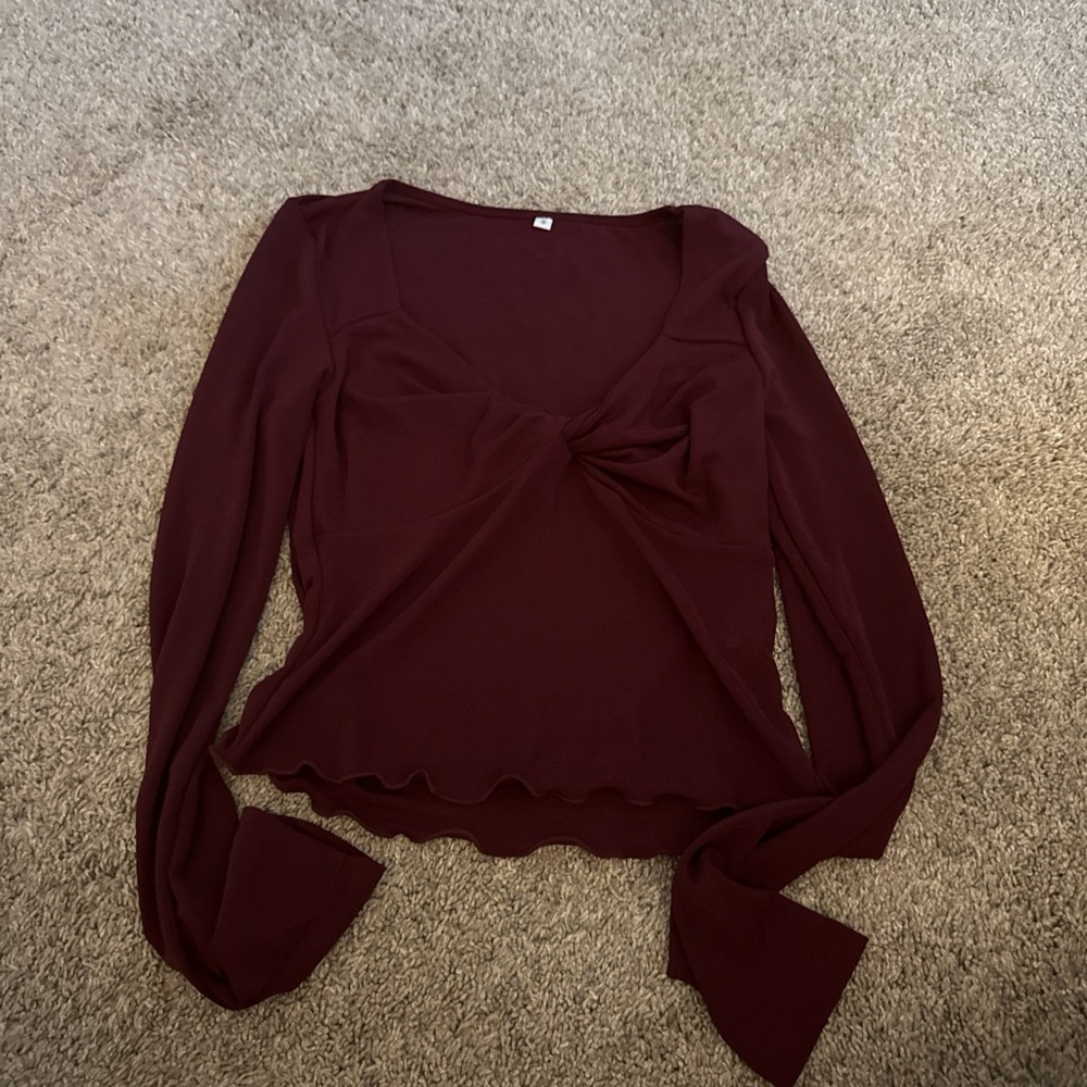 SHEIN Red Tie Front Fitted Blouse- worn once!
